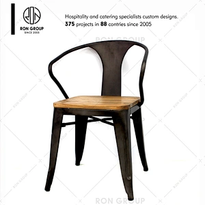 Custom industrial style cafe restaurant metal dining chair