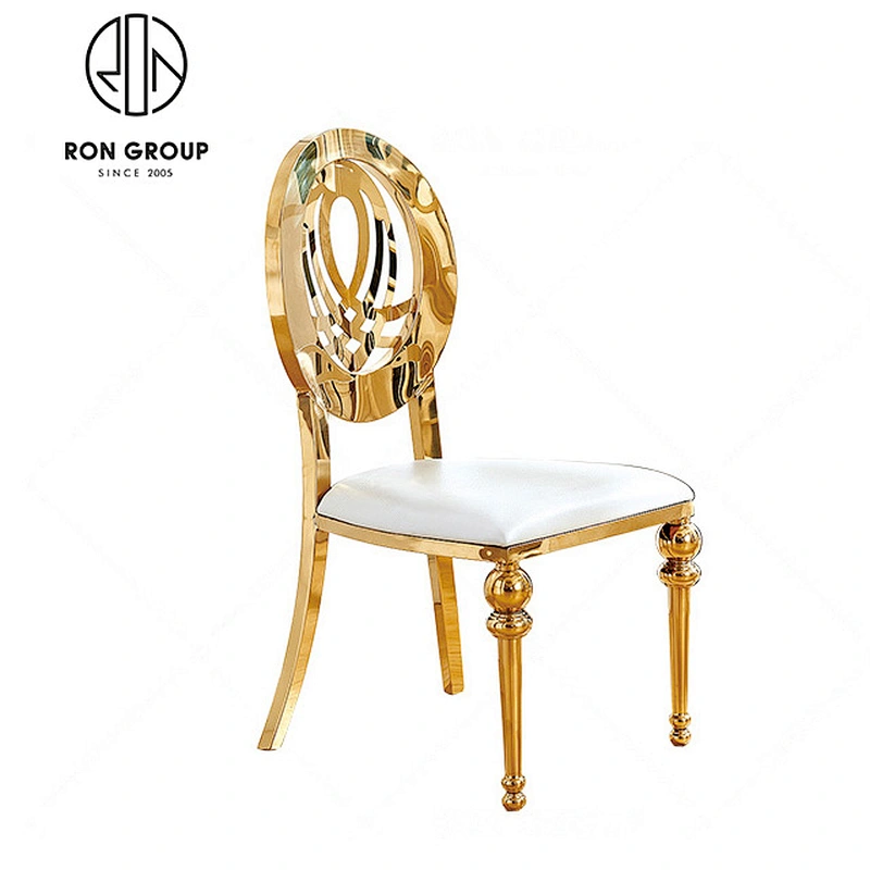 Round back stainless steel frame gold chairs for party