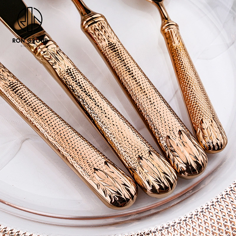 Luxury Dinnerware Style Stainless Steel Rose Gold Cutlery Wedding Dessert Tableware