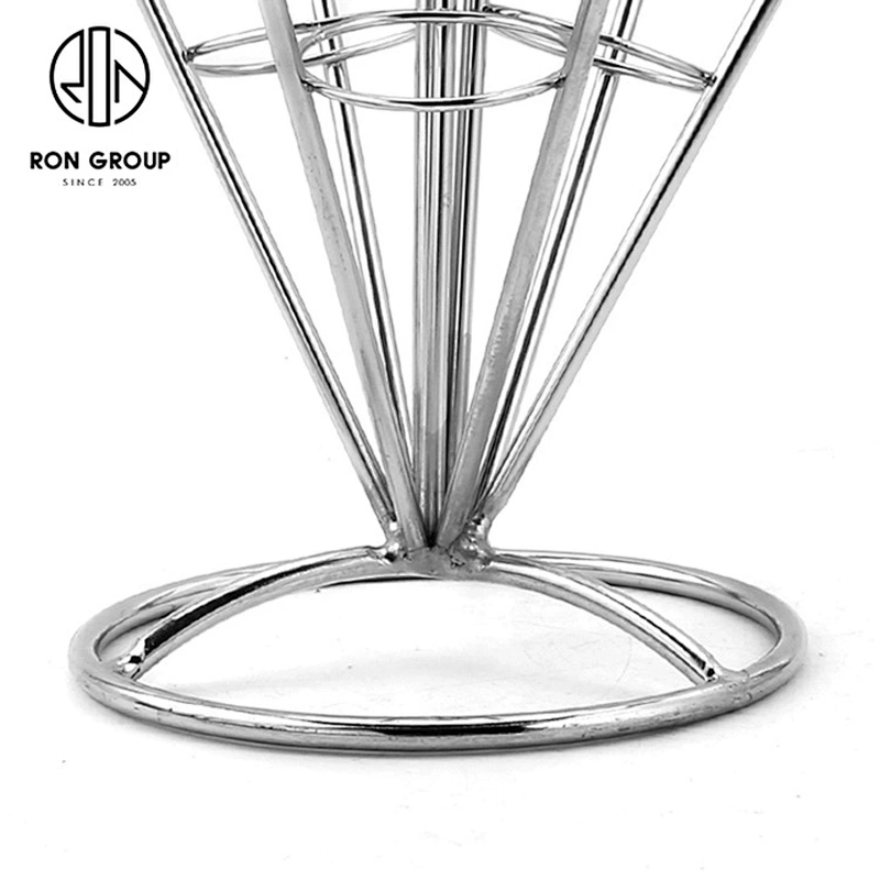 Stainless Steel Three Cone Snack French Fry Chip Cone Holder Finger Stand