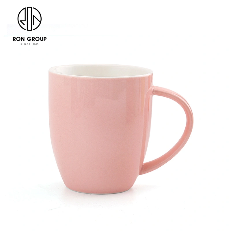 Custom Insulated 380ml Porcelain Coffee Cups Ceramic Pink For Sale