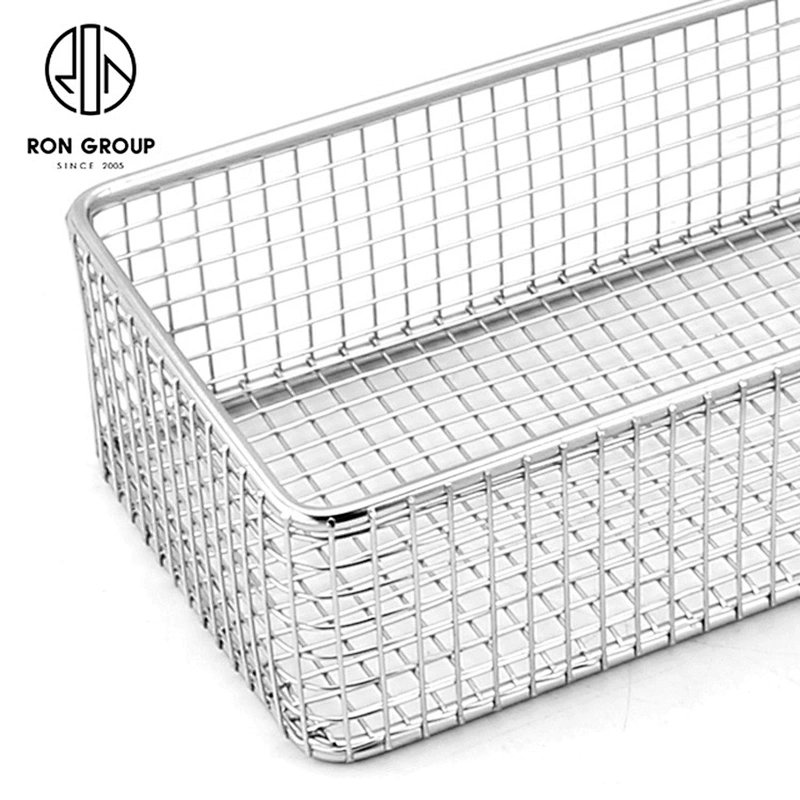Custom Made Kitchen Accessories Metal Iron Wire Stainless Steel Linearrectangle Snack Basket