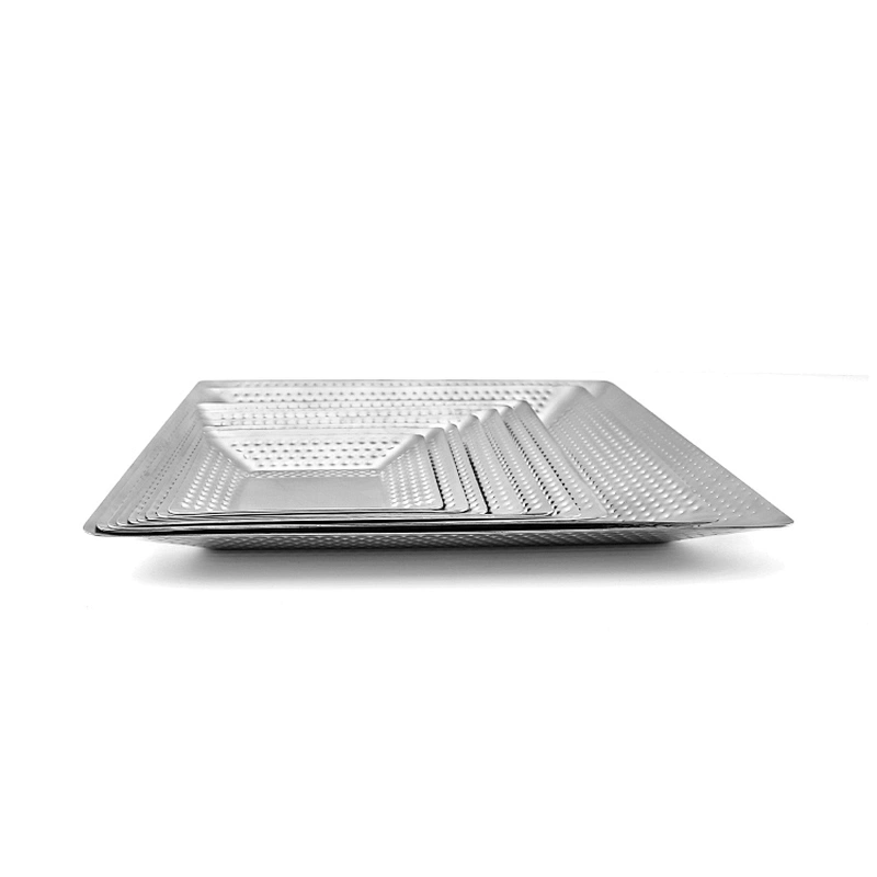Hotel Silver Dinnerware Stainless Steel Square Diamond Dinner Plate