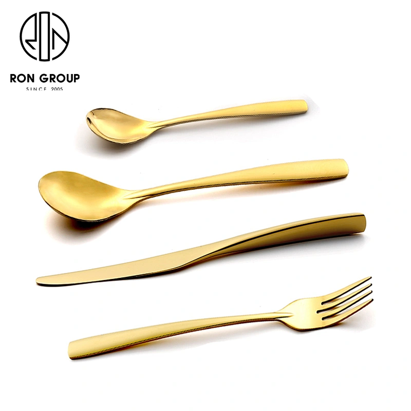Wholesale Wedding Restaurant Stainless Steel Gold Flatware Cutlery Set