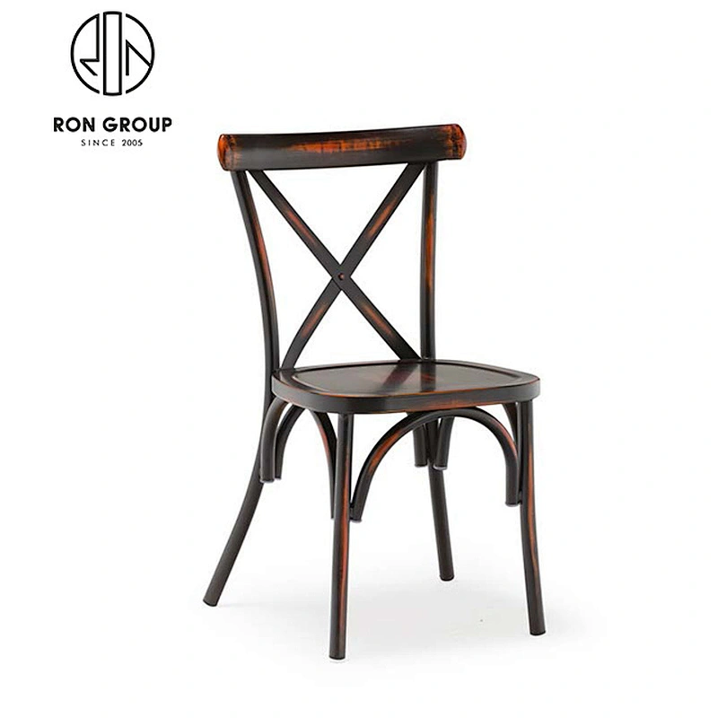 Commercial Furniture Metal Restaurant Cafe Dining Cross Back Chair