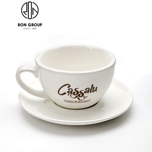 Wholesale Restaurant Coffee Shop Custom Logo White Ceramic Coffee Cup