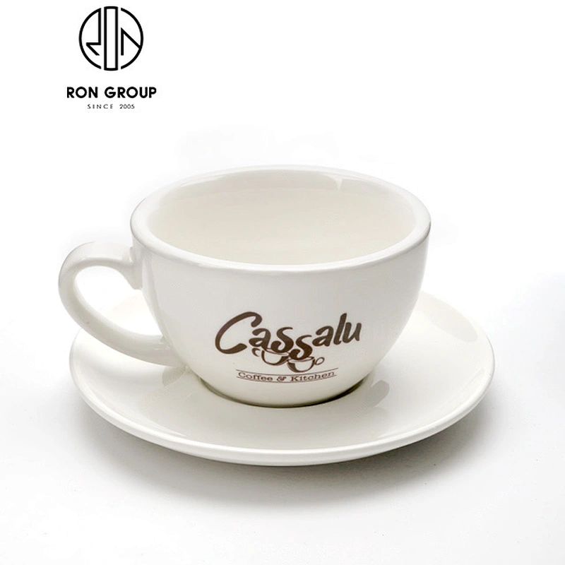 Wholesale Restaurant Coffee Shop Custom Logo White Ceramic Coffee Cup