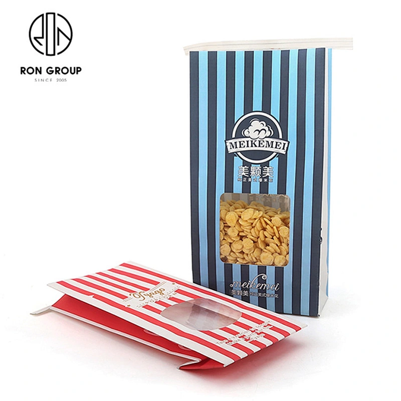 Restaurant Use Food Packaging White Coated Kraft Paper Bags With Front Window