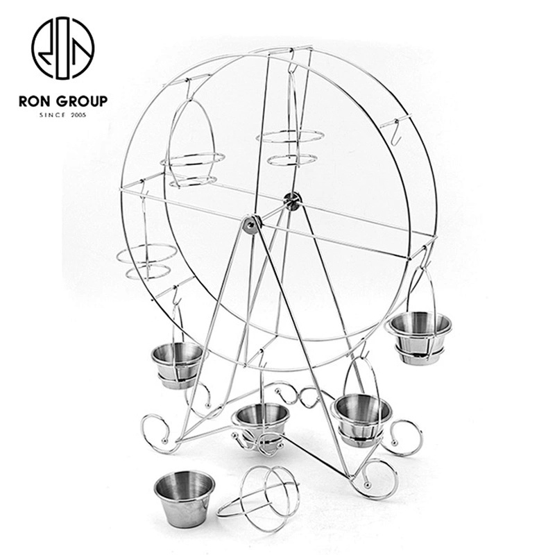 8 Cups Silver Eight Bowl Ferris Wheel Stand Carrier Holder For Restaurant