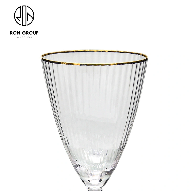 Luxury Design Gold Rim Red Wine Whisky Glass Champagne Cup For Wedding