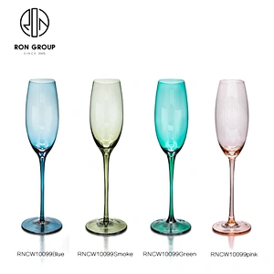 New Design Long Stem Cocktail Beverage Blue Color Champagne Glass