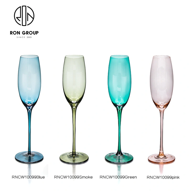 New Design Long Stem Cocktail Beverage Blue Color Champagne Glass