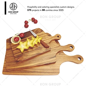 Custom restaurant round wooden pizza cutting board with handle