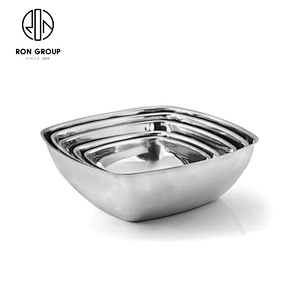 Kitchen Restaurant Stainless Steel High Capacity Metal Square Bowl