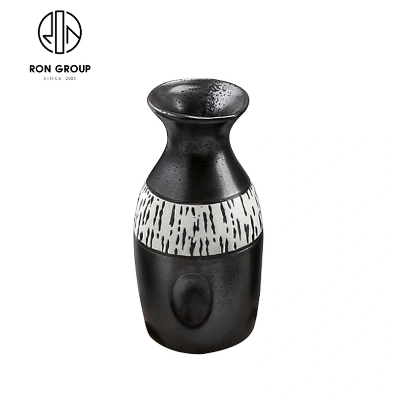 Unique Custom Japanese Style Black Porcelain Sake Small Bottle