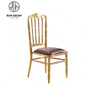 Metal frame stainless steel round back gold dining chair