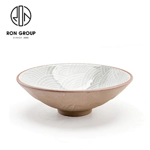 Family Restaurant Common Large Capacity Round Ceramic Bowl