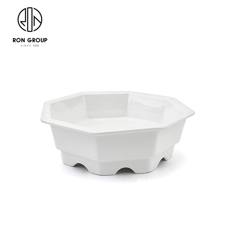 Wholesale Porcelain Tableware White Octagonal Bowl For Restaurant