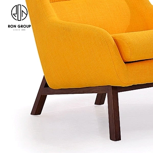 Solid Wood Furniture Modern Style Linen High Density Foam Modern Chair Leisure