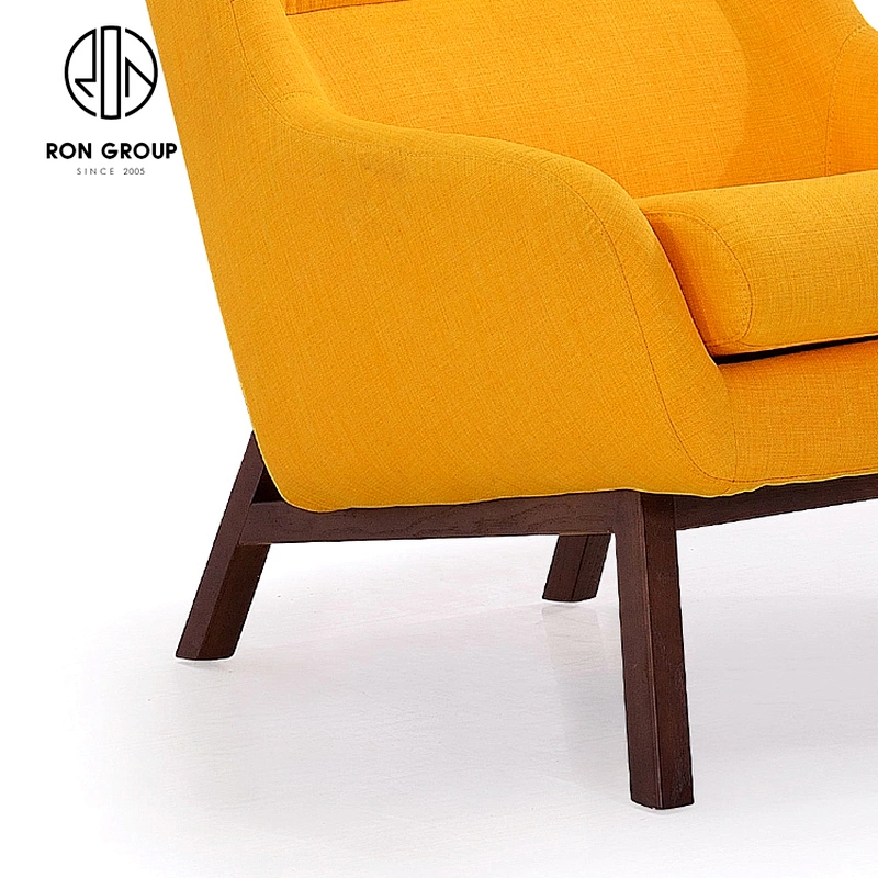 Solid Wood Furniture Modern Style Linen High Density Foam Modern Chair Leisure