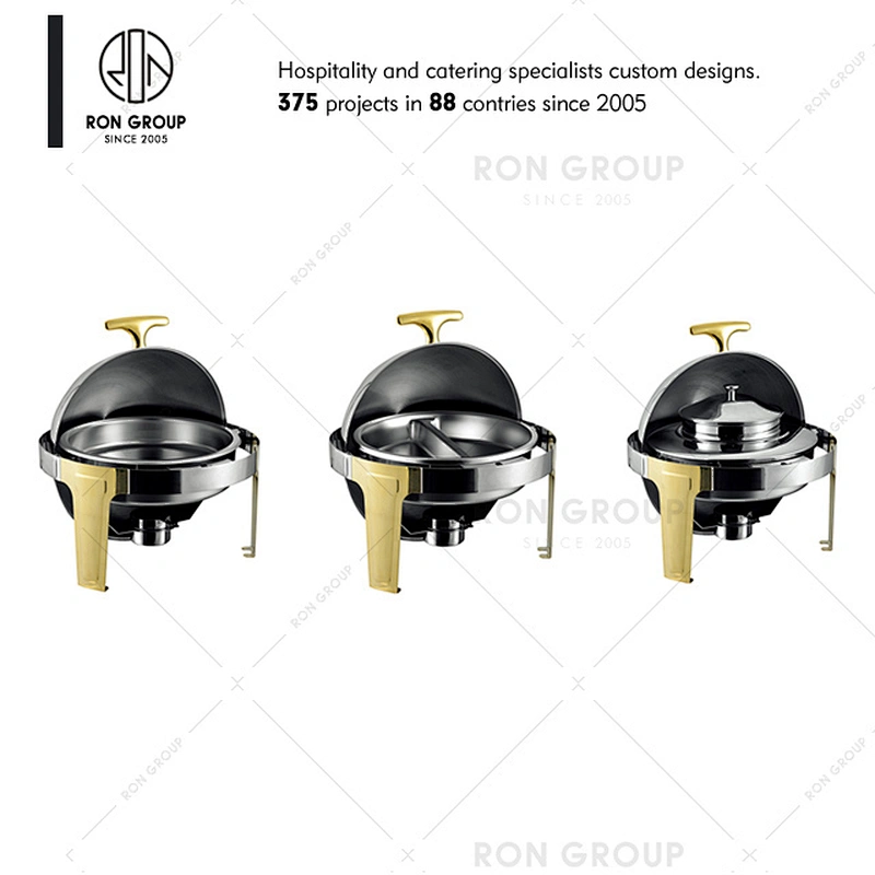 Square Round Luxe Chafing Dish With Glass Window Lid And Stand