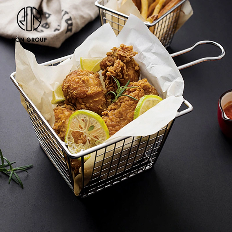 perforated strainer restaurant kitchen accessories stainless steel french fry serving holder fried basket