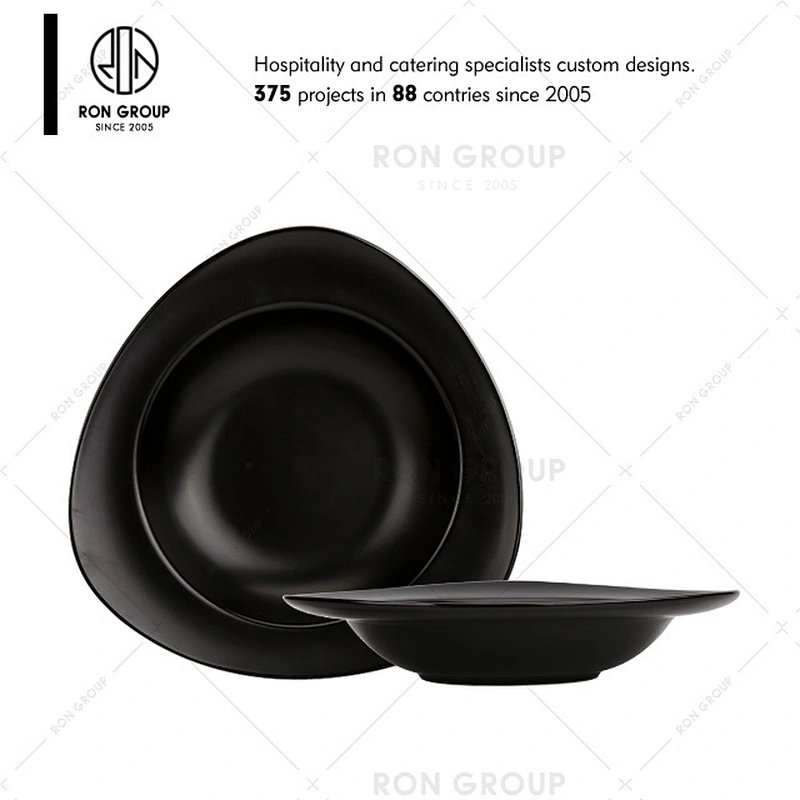 Hot Sale Matt Black Porcelain Dinner Plates For Restaurant