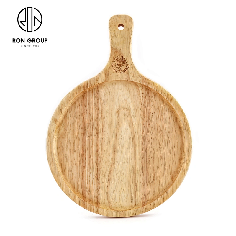 Wholesale Custom Logo Pizza Board With Handle Round Wooden Pizza Tray