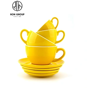 Wholesale Custom Logo Coffee Shop Ceramic Coffee Mug Restaurant Yellow Cup