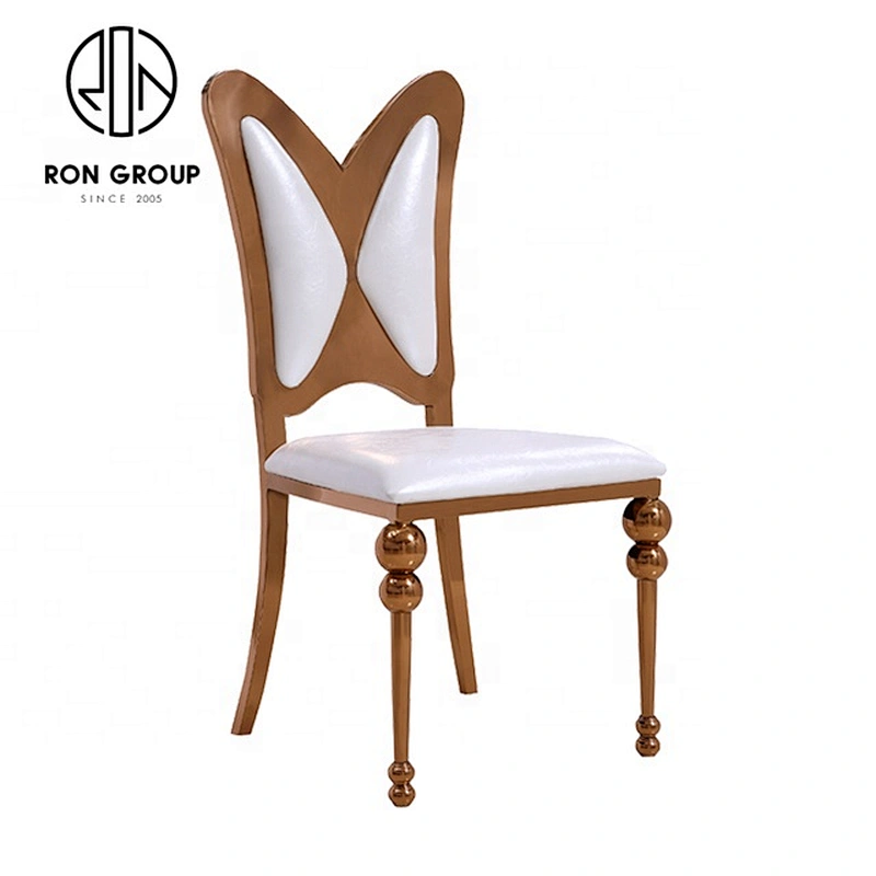 Portable Double Restaurant Stainless Steel Gold Metal Chairs