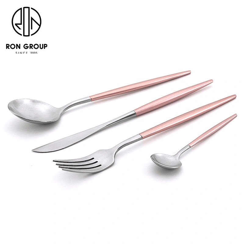 Hot Sale Restaurant Silver Pink Cutlery 304 Stainless Steel Flatware Set