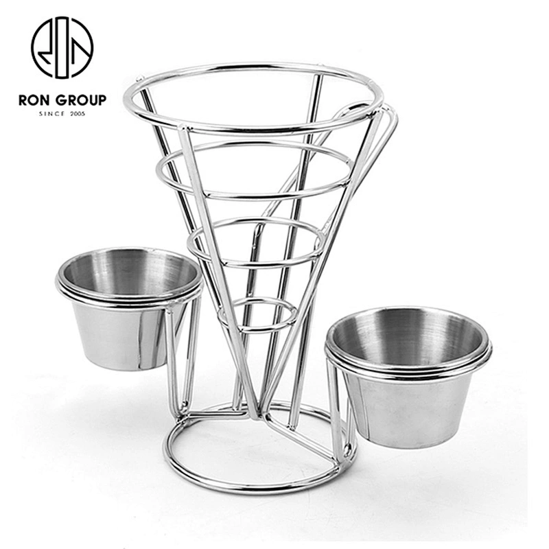 Stainless Steel Countertop Two Cups French Fry Holder Stand