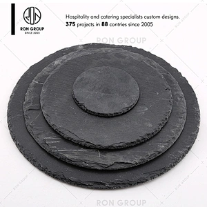 Custom logo restaurant black slate dinner serving plates