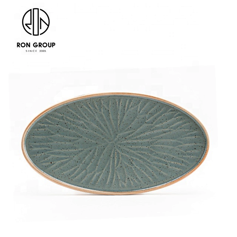 Wholesale Good Quality Restaurant Portable Jasper Leaf Oval Plate