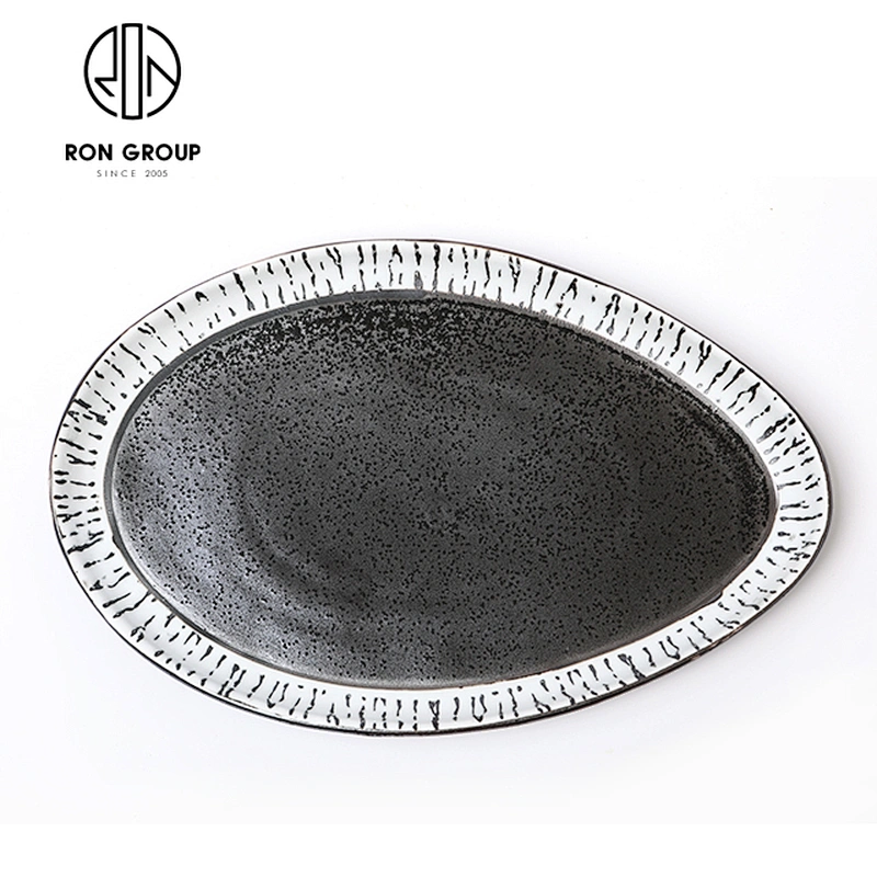 Fashion Hotel Home Food Ceramics Tableware 11 Inch Egg-shaped Plate
