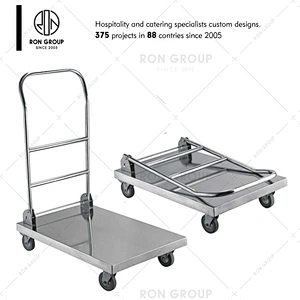 Restaurant 2 Tier stainless steel kitchen service trolley with wheels