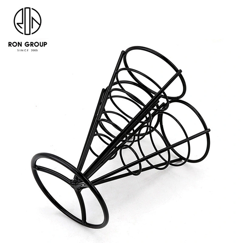 Black Spray Three Chips Durable Wire French Fry Food Display Rack