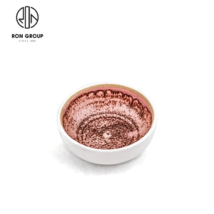 Custom Ceramic Fambe Pink Rhythm Food Korean Style Dish For Restaurant