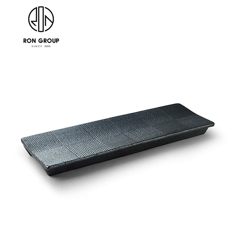Custom logo ceramic dishes rectangular restaurant plate
