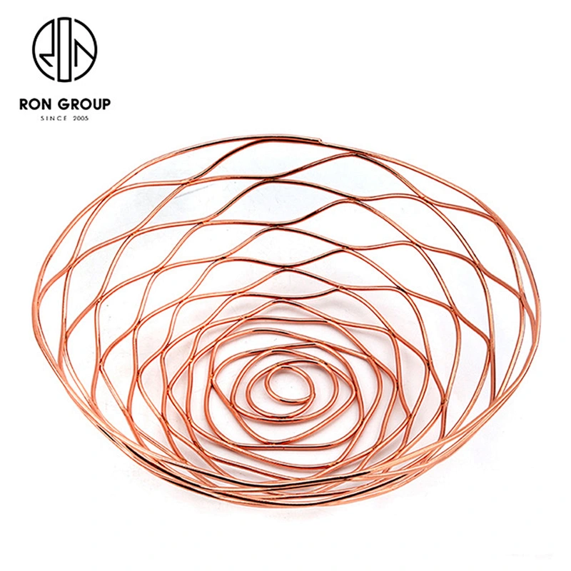 Restaurant Accessories Metal Iron Wire Round Gold Middle Size Bread Basket