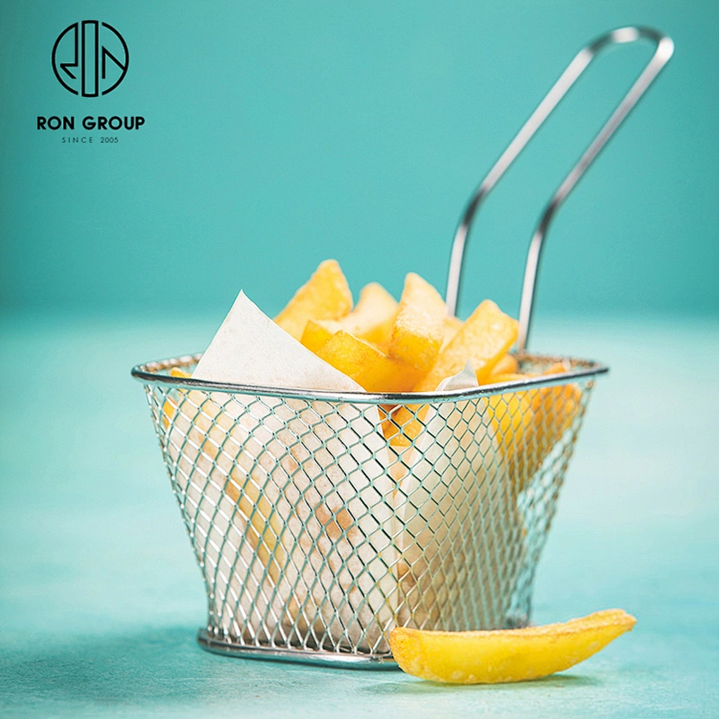 perforated strainer restaurant kitchen accessories stainless steel french fry serving holder fried basket