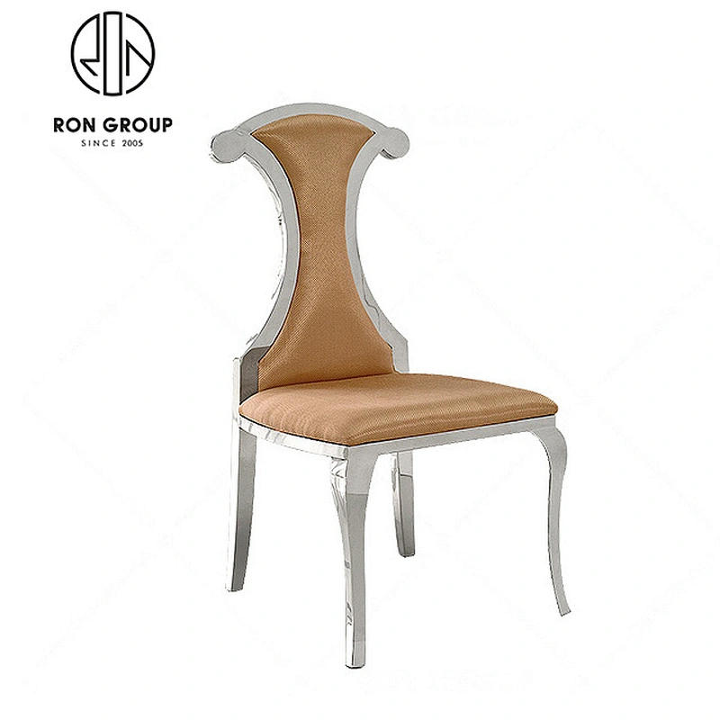 Stainless Steel Gold Pu Cushion Banquet Dining Room Chairs