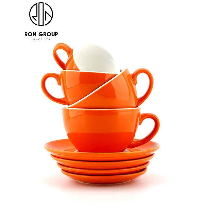 Wholesale Custom Logo Coffee Shop Ceramic Coffee Mug Restaurant Yellow Cup