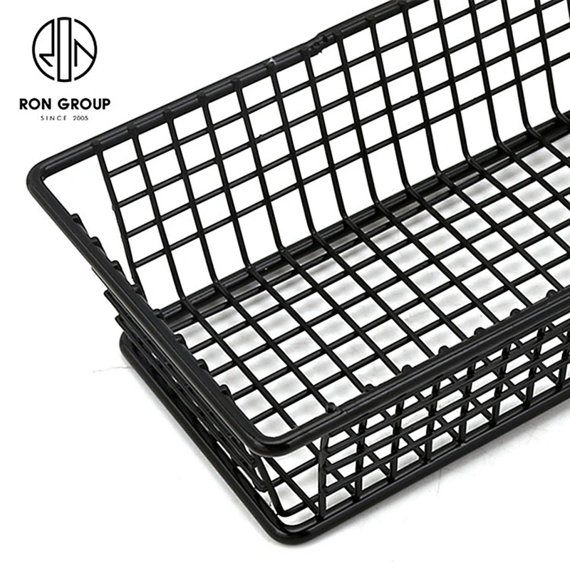 Hot Selling Black Metal Iron Wire Kitchen Accessories Black Rectangle Chips Basket
