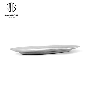 Wholesale Hotel Dinnerware Stainless Steel Oval Shaped Shallow Plate