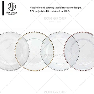High Quality Gold Rim Clear Glass Charger Plates