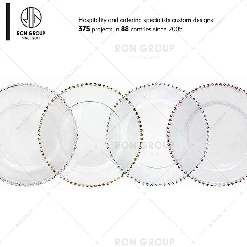 High Quality Gold Rim Clear Glass Charger Plates