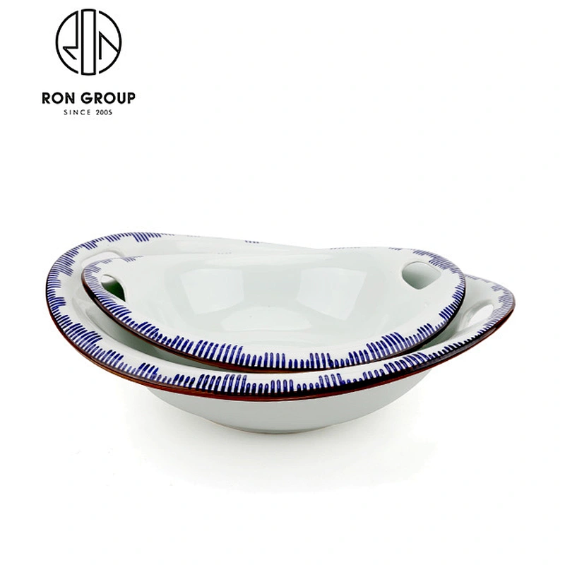 Restaurant White Ceramic Unique Personalized 12 Inch Soup Bowls