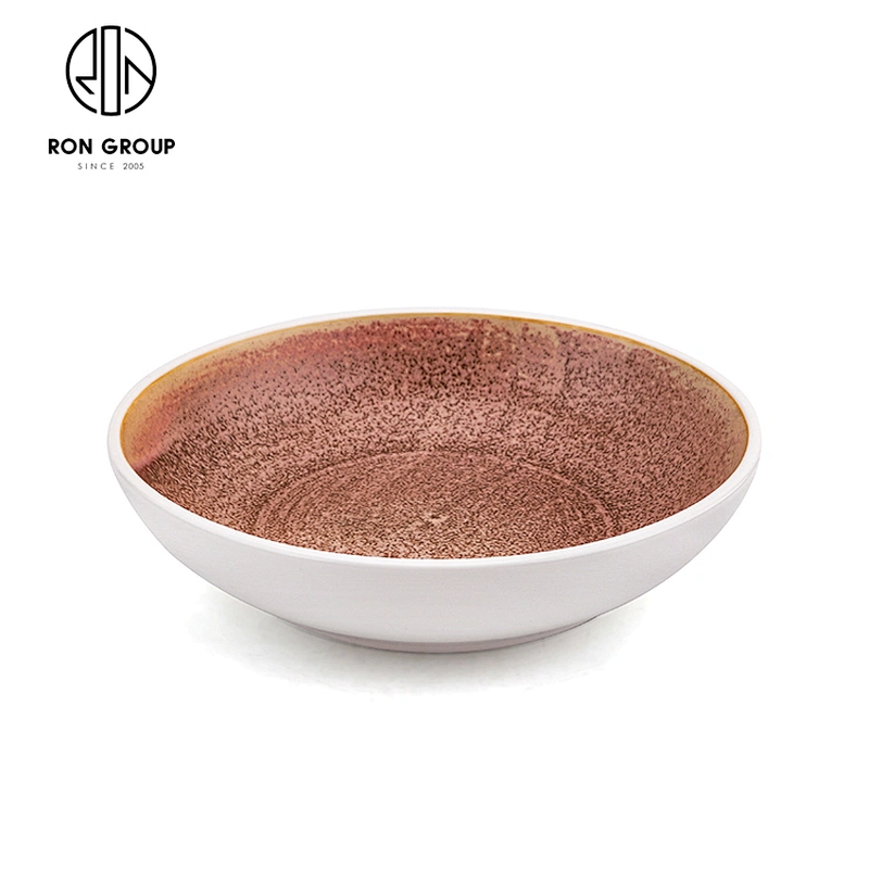 Luxury Fambe Pink Rhythm Ceramic Trendy Fruit Plate For Restaurant