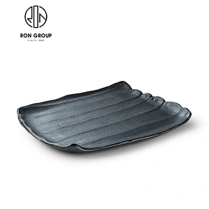 Wholesale Cheap Matt Black Square Ceramic Charger Plate
